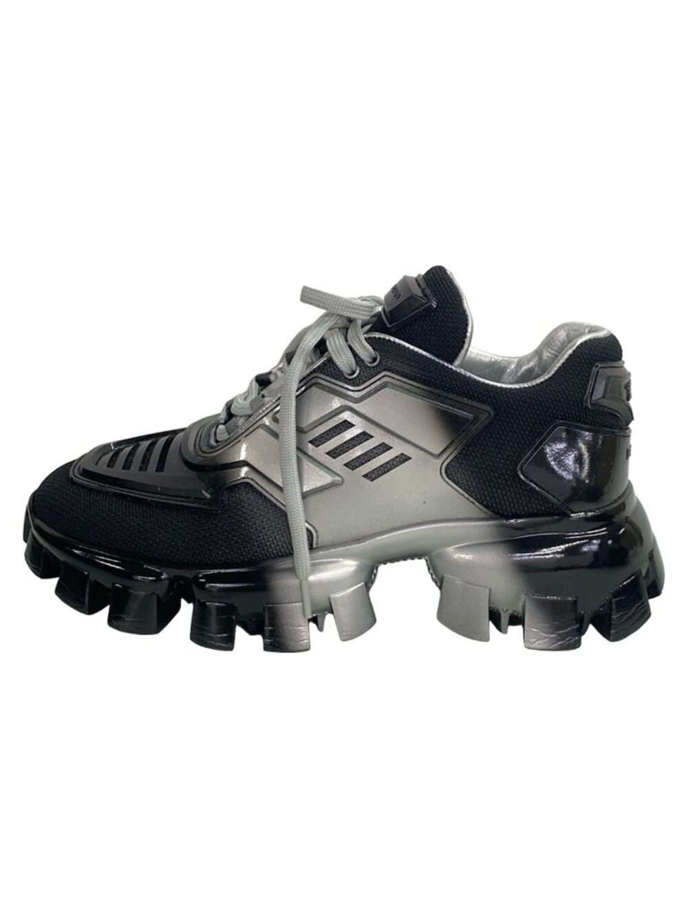 Prada Sneakers Black Silver Platforms